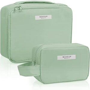 2 Pcs Cosmetic Bag for Women and Girls, Green, Not-applicable