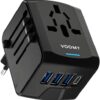 VOOMY Travel Adapter Worldwide, Universal Travel Plug for 170+ Countries, Adapter Europe, USA, Mexico, Australia, All in One Travel Plug Adapter with 3 USB-A and 1 USB-C