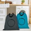 Pack of 2 Laundry Bags Travel, Laundry Bags Dirty Laundry with Handles and Aluminium Carabiner, Foldable Small Laundry Bags for Travel, Camp, Easy to Put in a Laundry Basket (Blue + Dark Grey) - Image 6