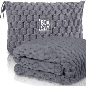 BOACAY Packable Travel Blanket for Airplane, Car - Compact Office Blanket - Portable Pillow for Adults, Children with Case, Luggage Case, Backpack Clip