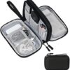 Skycase Cable Bag, Electronics Bag, Electronic Accessories Organiser, Portable Cable Organiser, Double Cable Bag, for USB Powerbank, SD Card, Charging Cables, 19 x 11 x 5.5 cm, Black